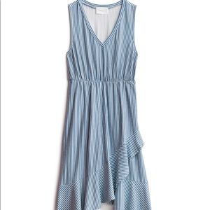 French Grey-Ruffle Trim Maternity Dress